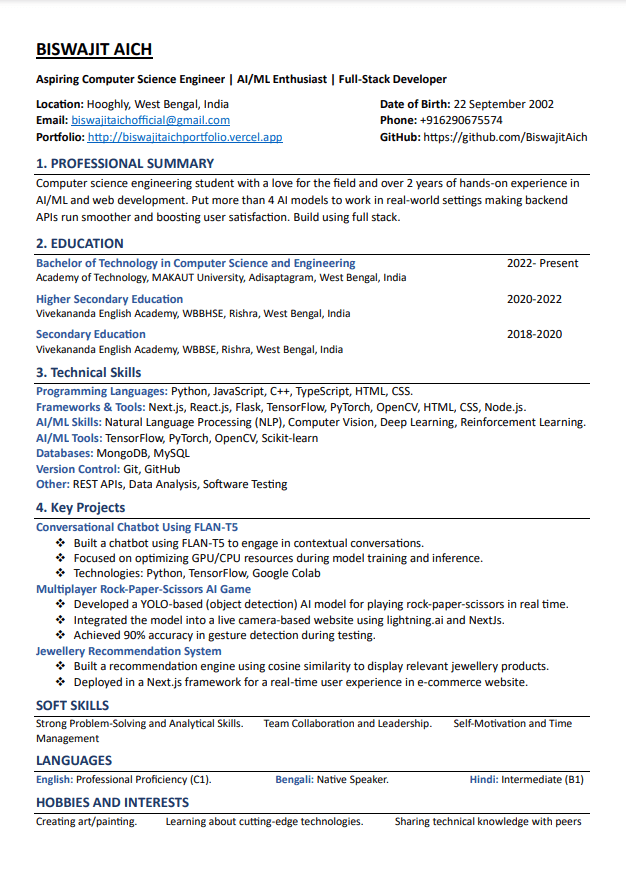 Resume preview